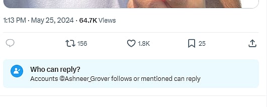 Screengrab of Grover's post